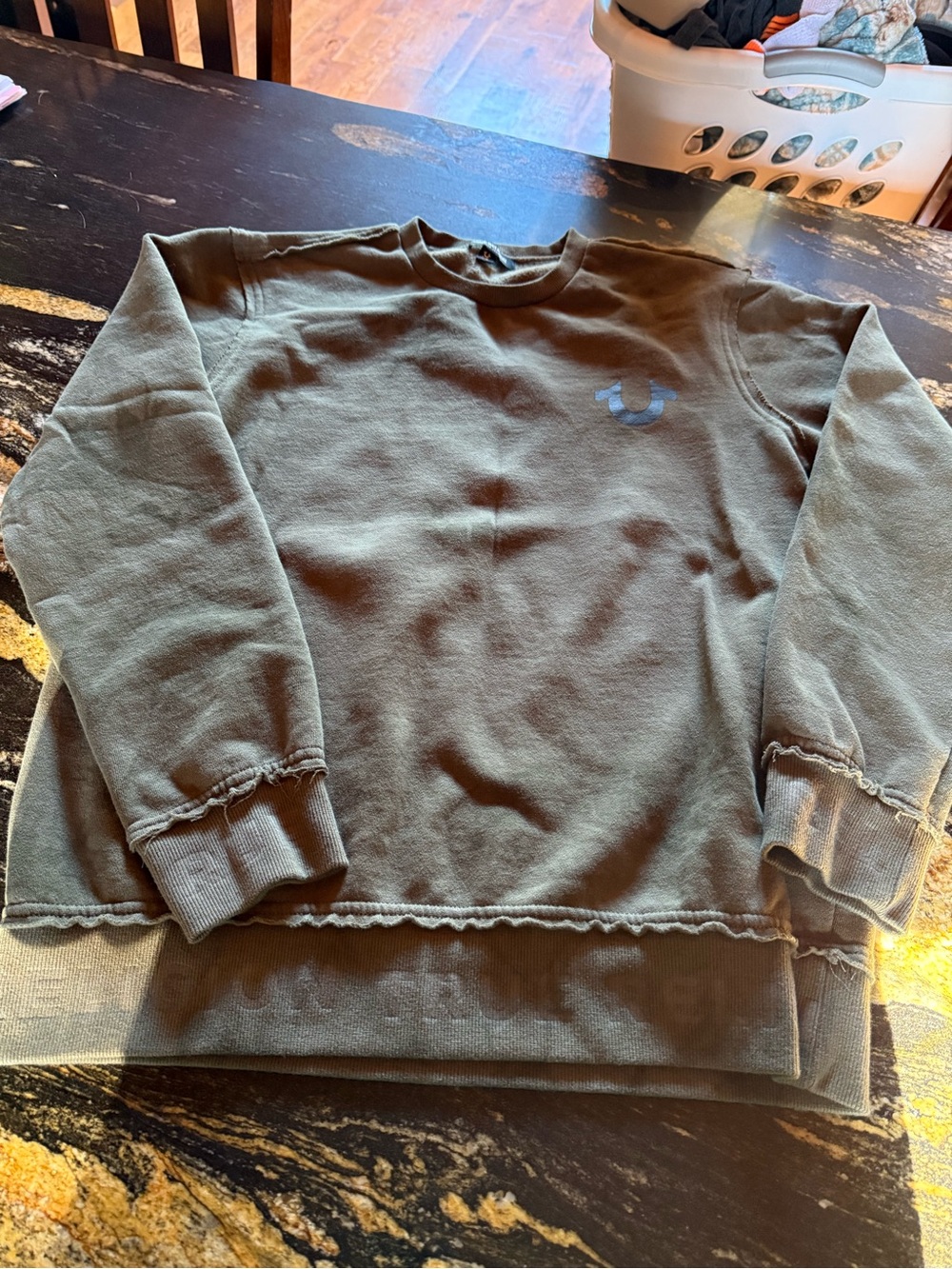 True Religion Washed Olive green Crewneck Sweatshirt